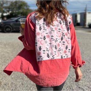 Hot Pink Corduroy Back Shirt Design - Men’s Size Small - $30